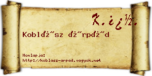 Koblász Árpád névjegykártya