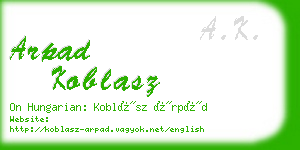 arpad koblasz business card